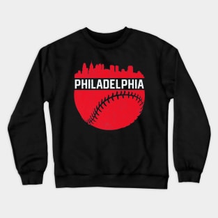 Downtown Philadelphia PA Skyline Baseball Crewneck Sweatshirt